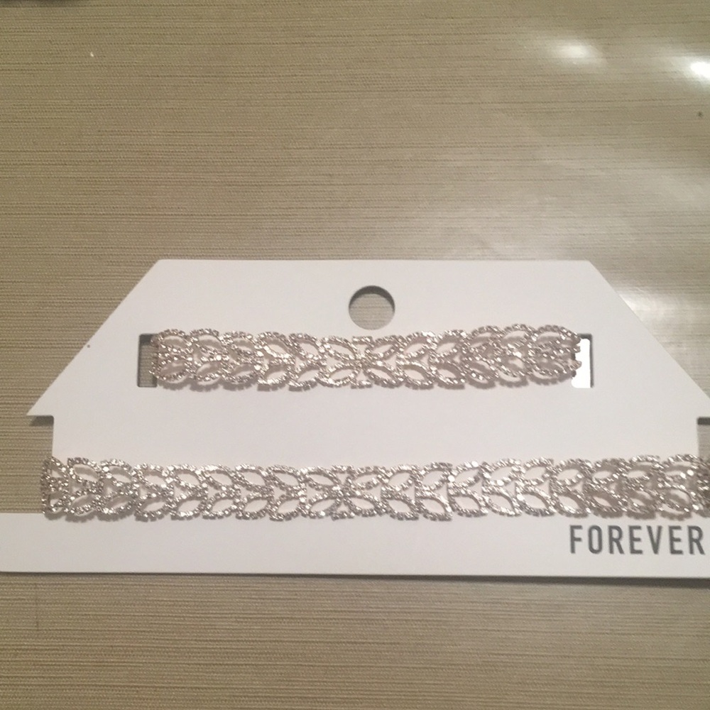 Forever 21 set of 2 rose gold & crystal choker and bracelets new with tags
